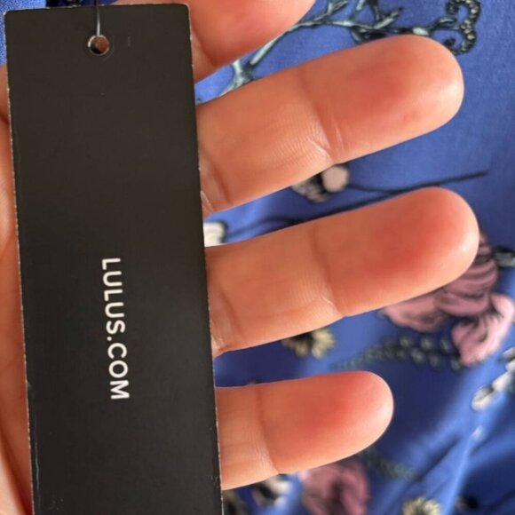 Lulus Women Long Lace Sleeve Floral Print Lace Detailed At the Top Mini Dress Bl - Picture 12 of 13